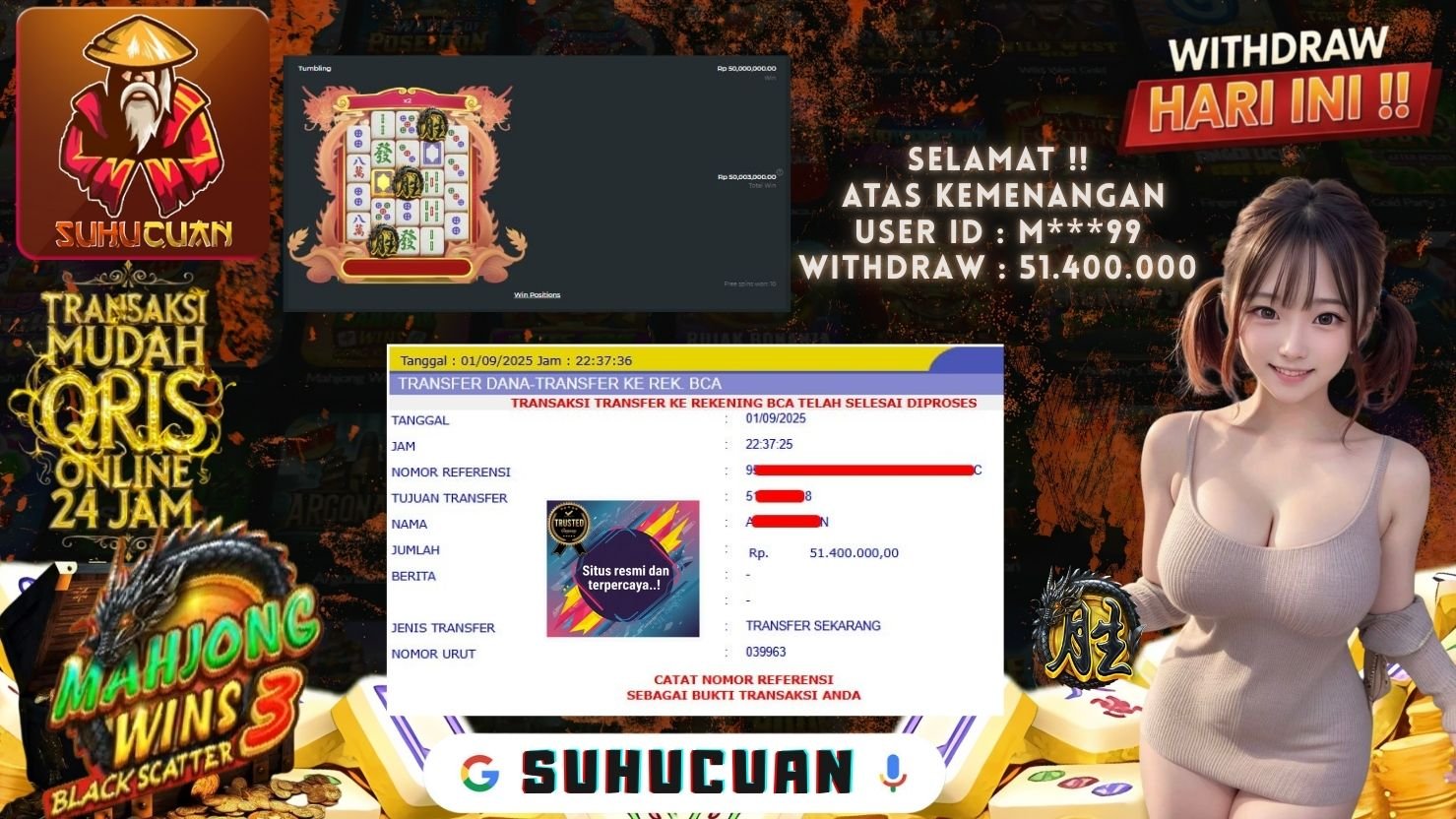 SUHUCUAN JACKPOT SLOT MAHJONG WINS 3 BLACK SCATTER